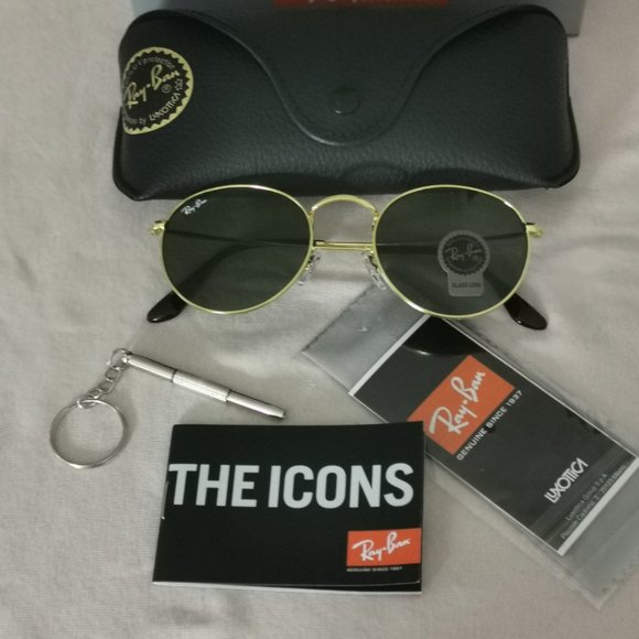 Ray Ban Round Metal Frame Gold Sunglasses